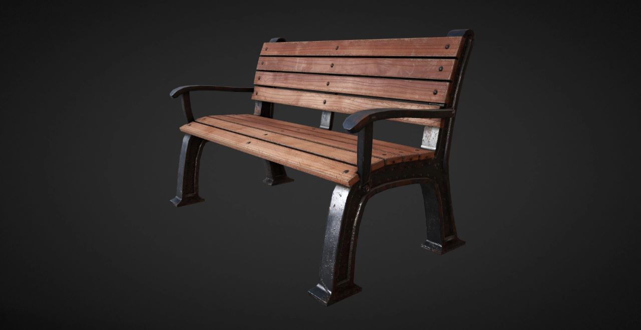 1-Street-Wooden-Bench-Free-3D-Model-ArtGare-Artgare