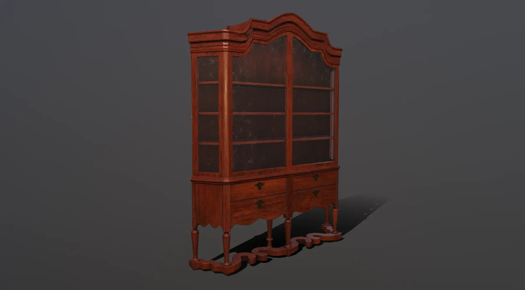 3 Glass Wooden Cabinet Free 3D Model