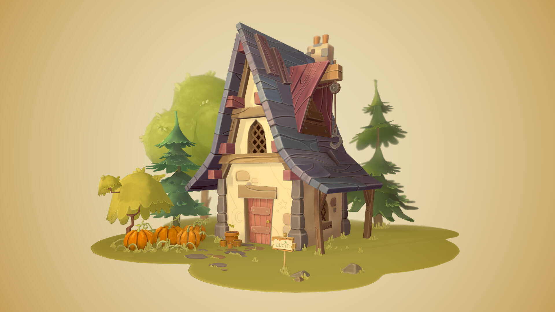 Cute Stylized Minimalistic House 01