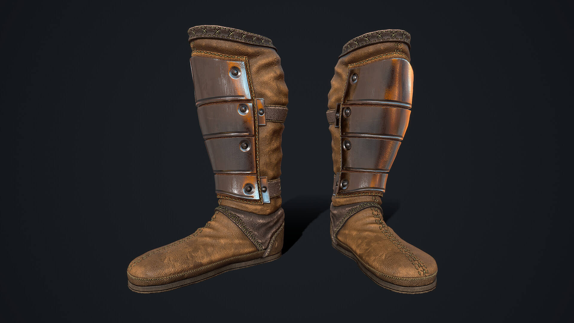 Leather Armored Boots 01