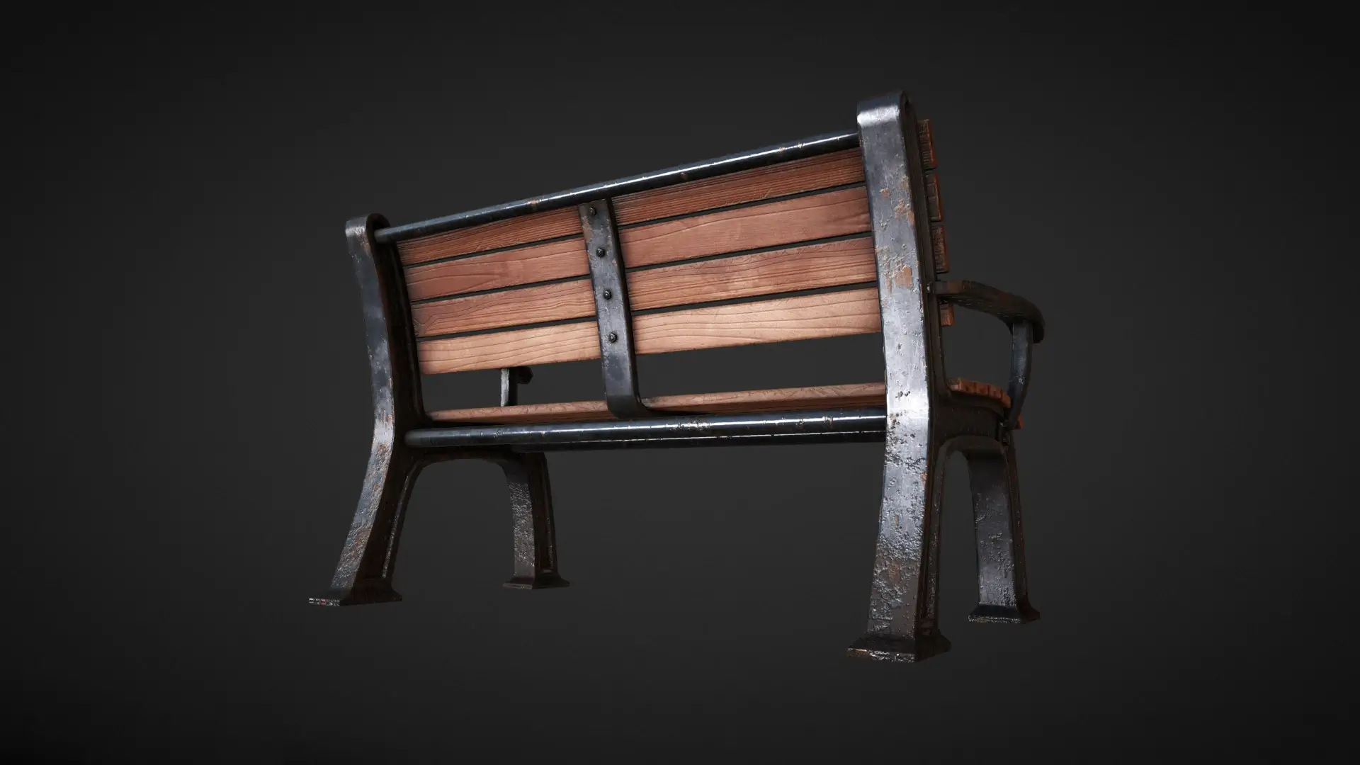 Street Wooden Bench 02 Free 3D Model
