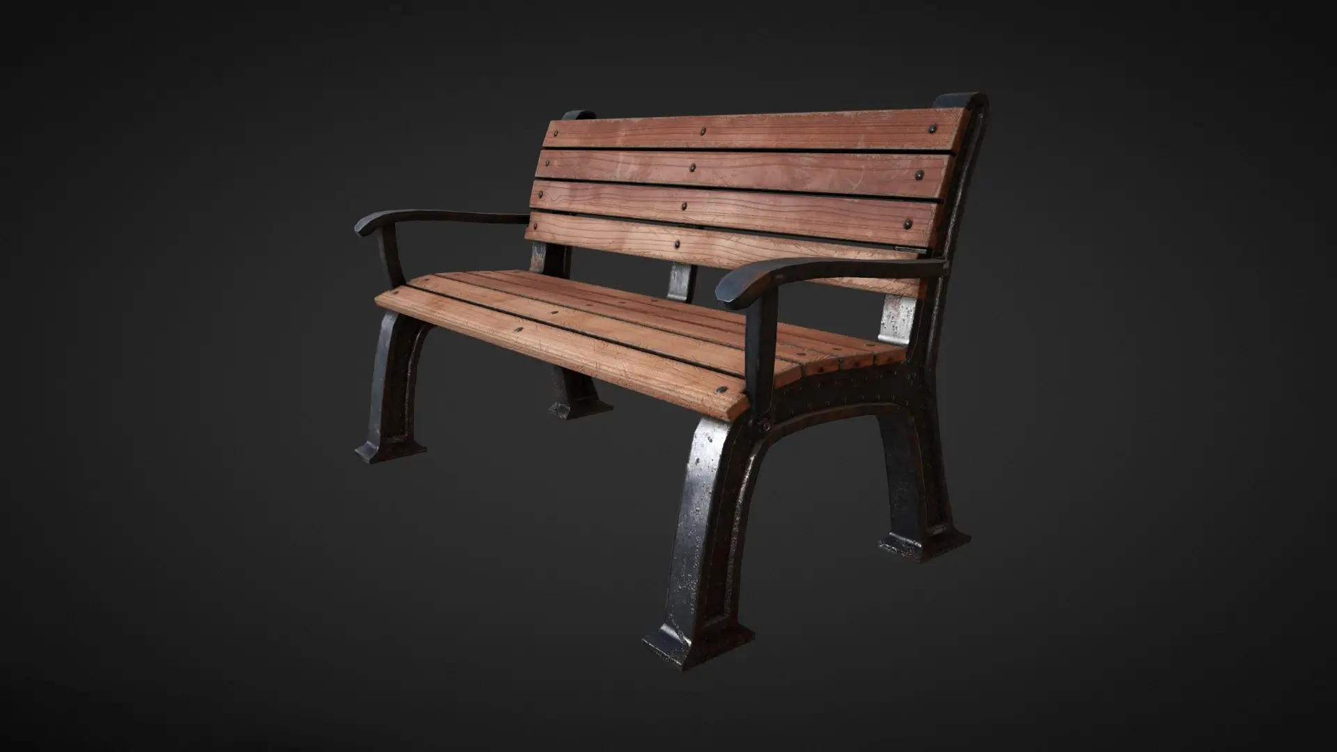 Street Wooden Bench Free 3D Model