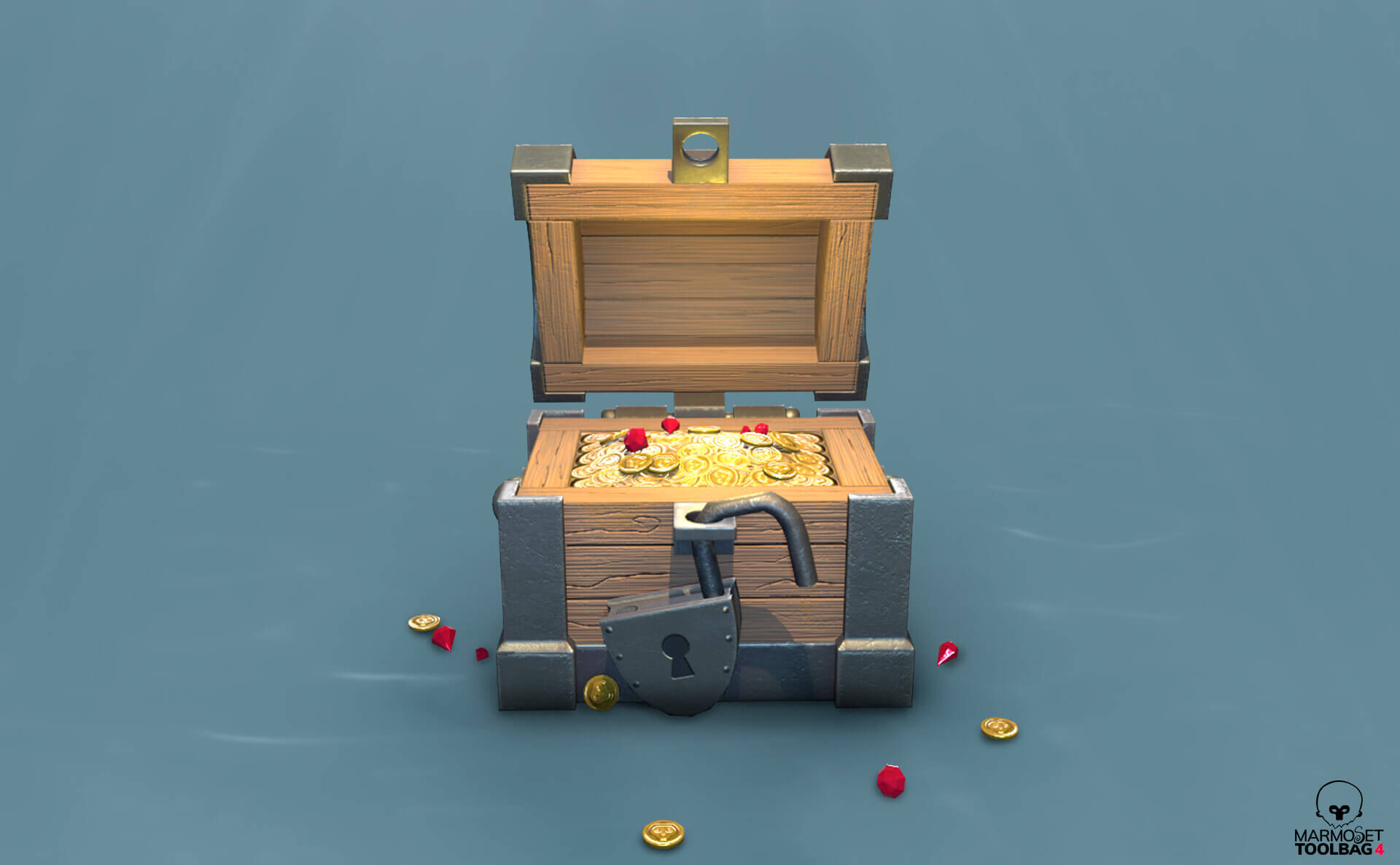 Treasure stylized chest 3D model 02