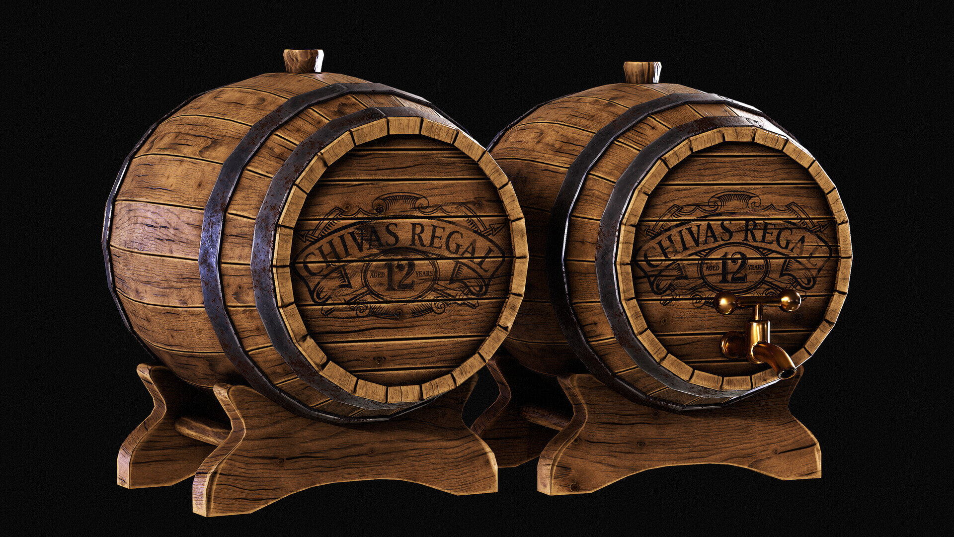 Whiskey Wooden Barrel 01