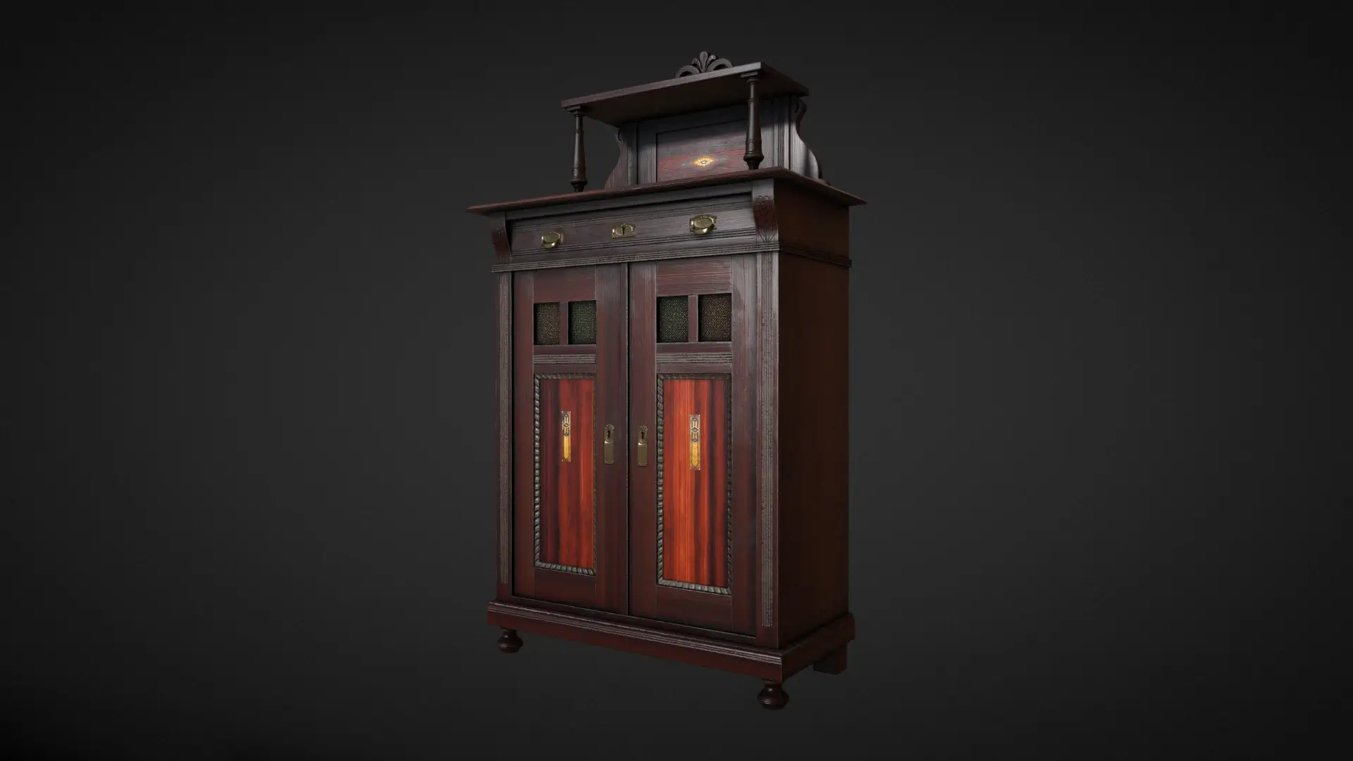 Wooden Almirah 02 Free 3D Model