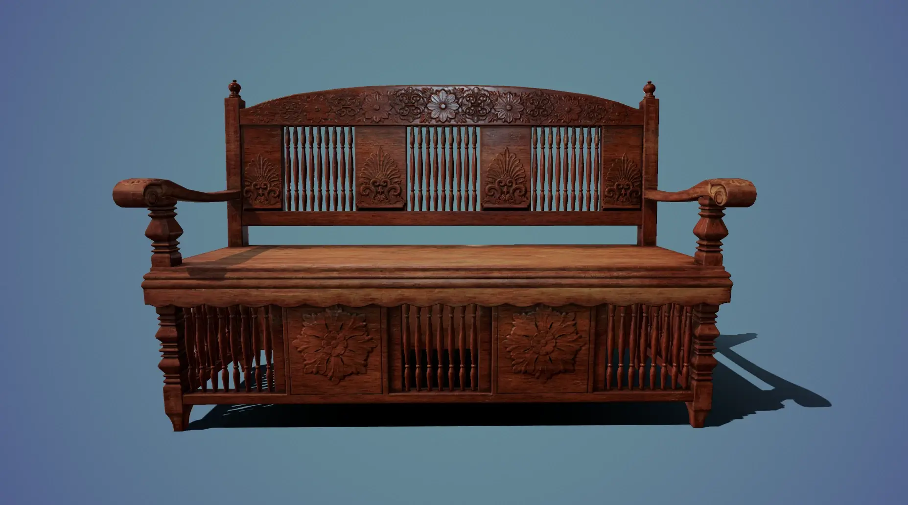 Wooden Bench 02 Free 3D Model
