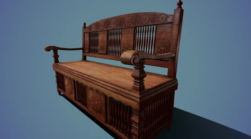 Wooden Bench 03 Free 3D Model