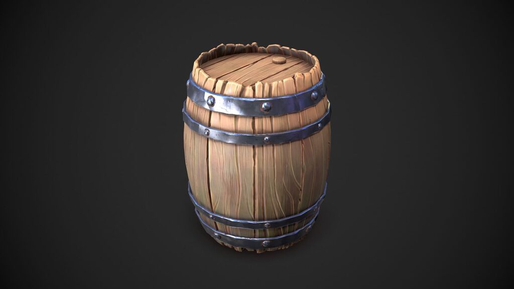 Stylized Wooden Barrel 01
