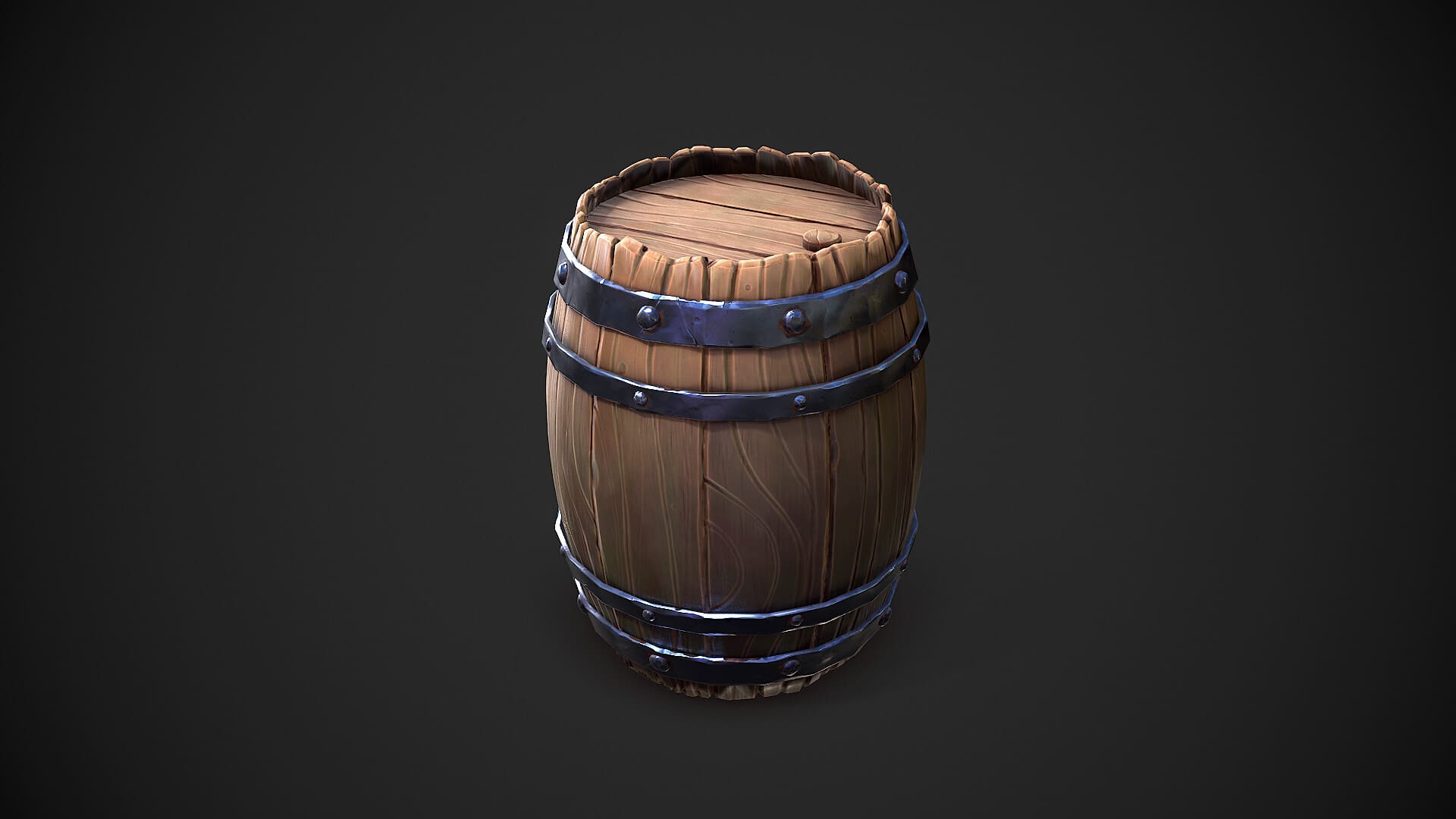 Stylized Wooden Barrel 02