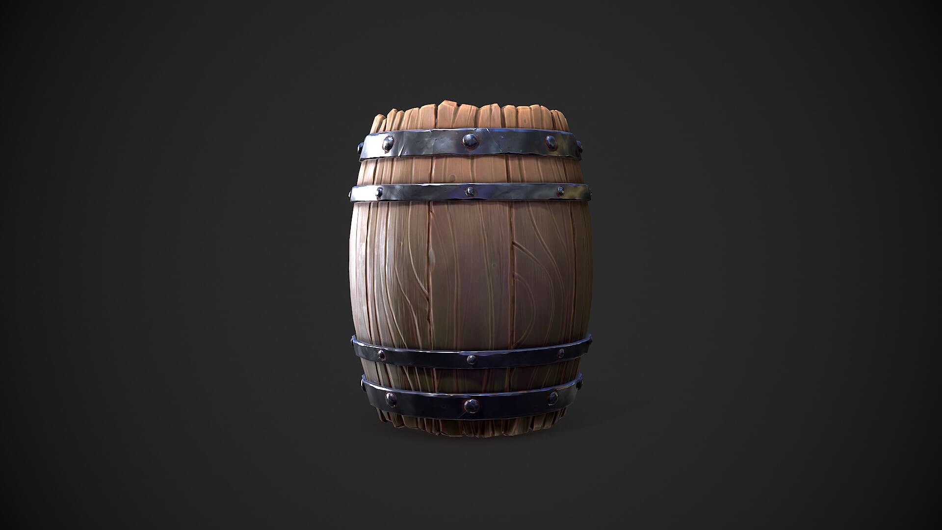 Stylized Wooden Barrel 03