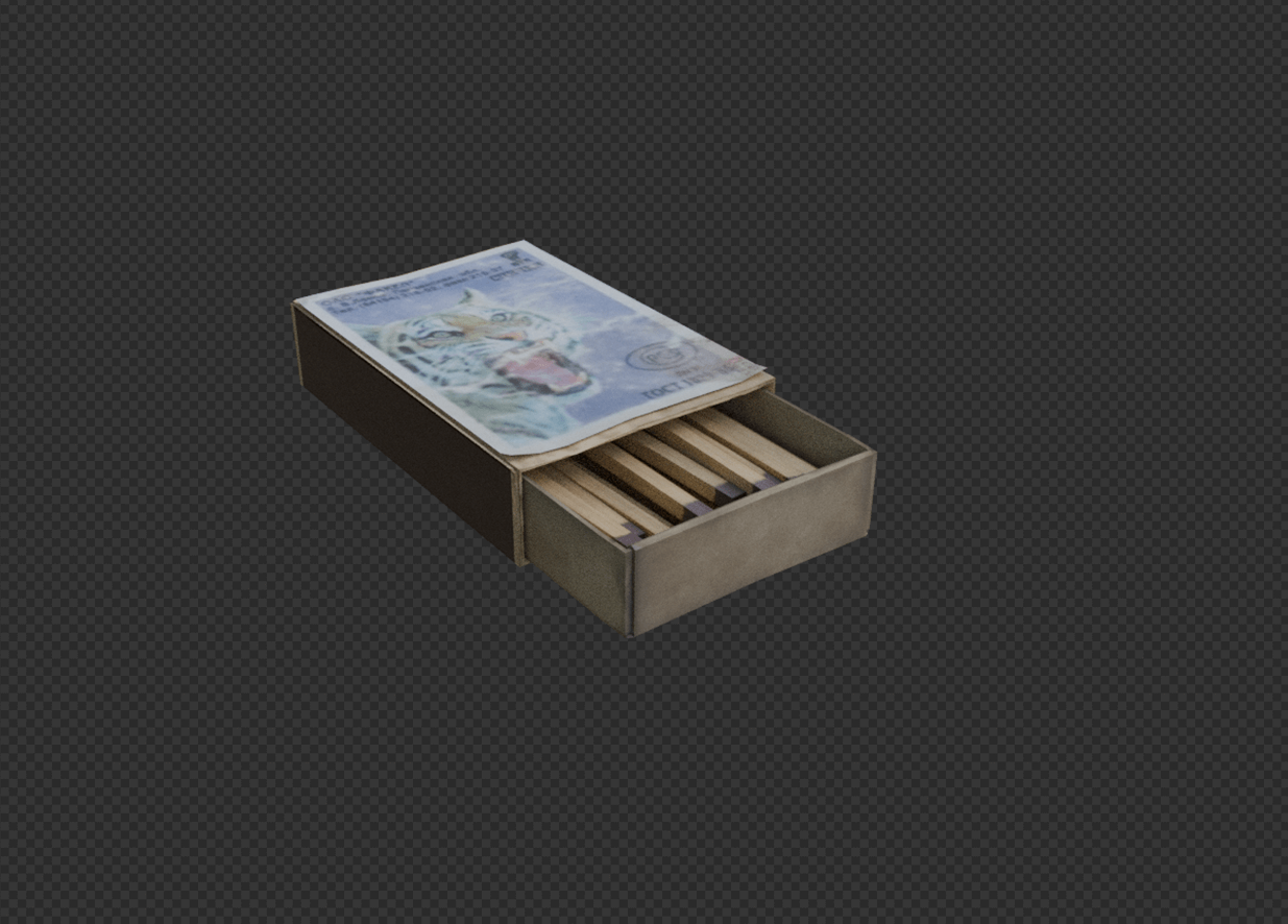 Low Poly Match Stick Box 02